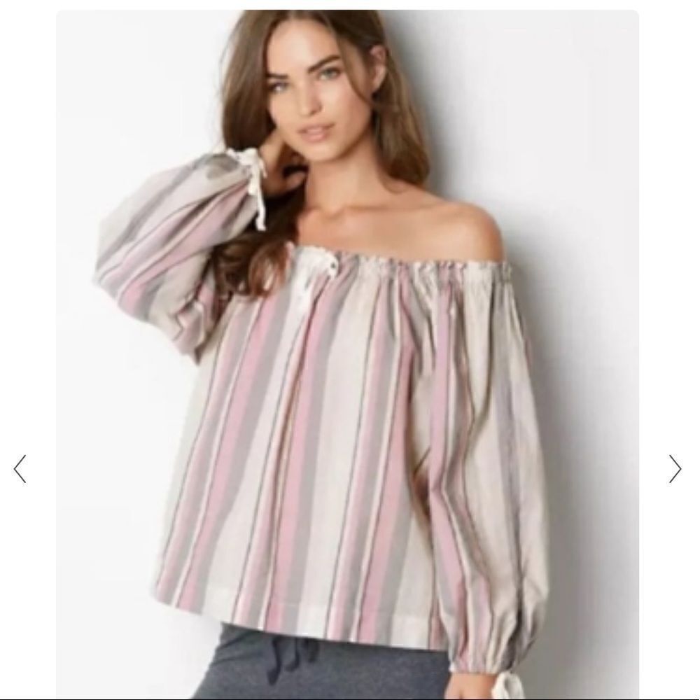 Nwot Victoria Secret boho off the shoulder striped top oversized fit XS